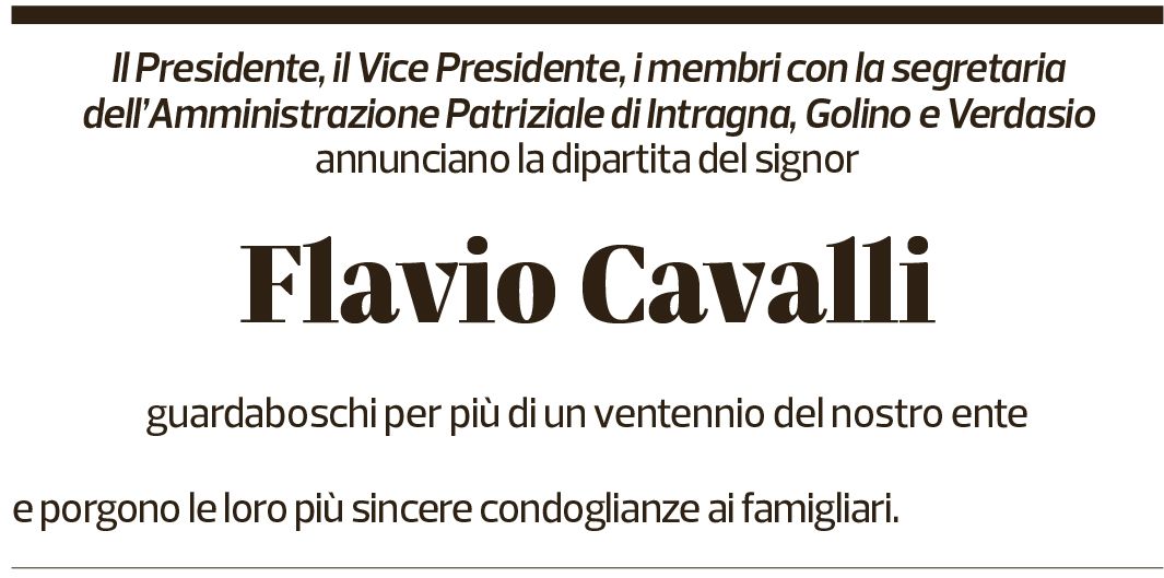 Annuncio funebre Flavio Cavalli