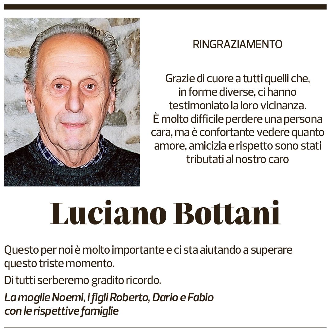 Annuncio funebre Luciano Bottani