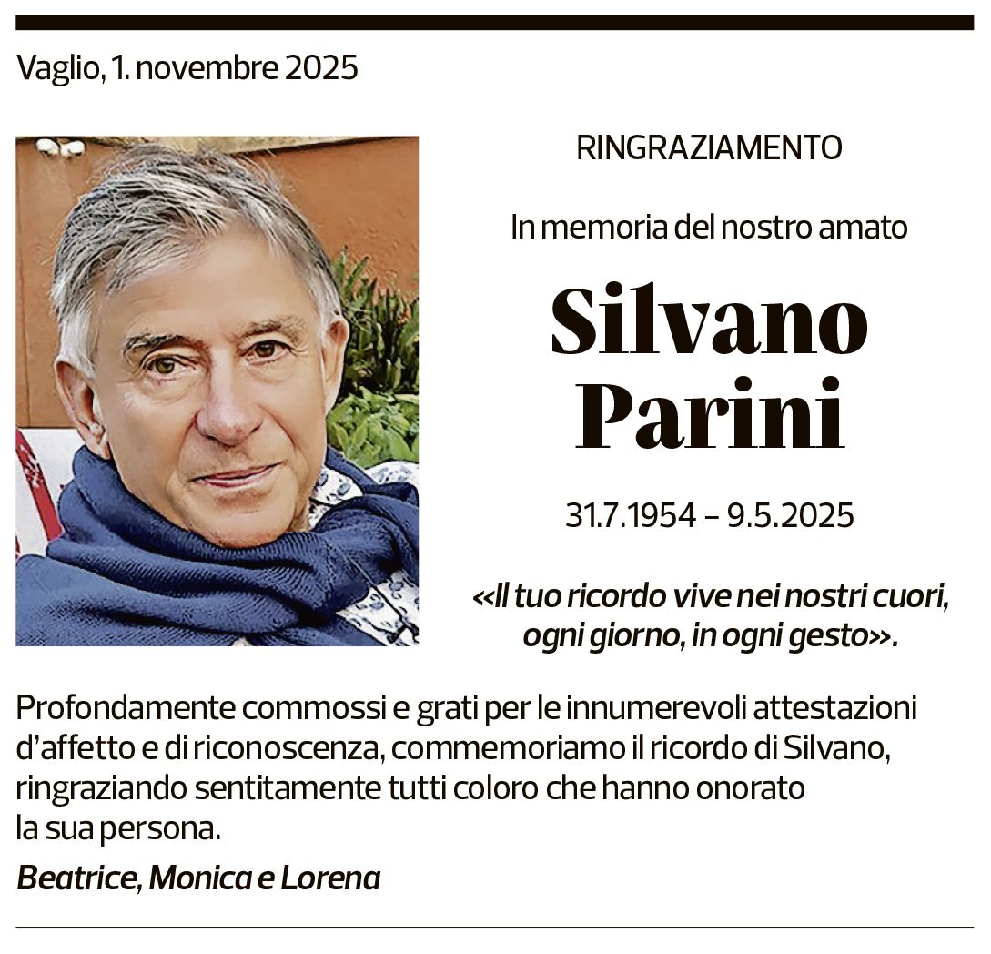 Annuncio funebre Silvano Parini