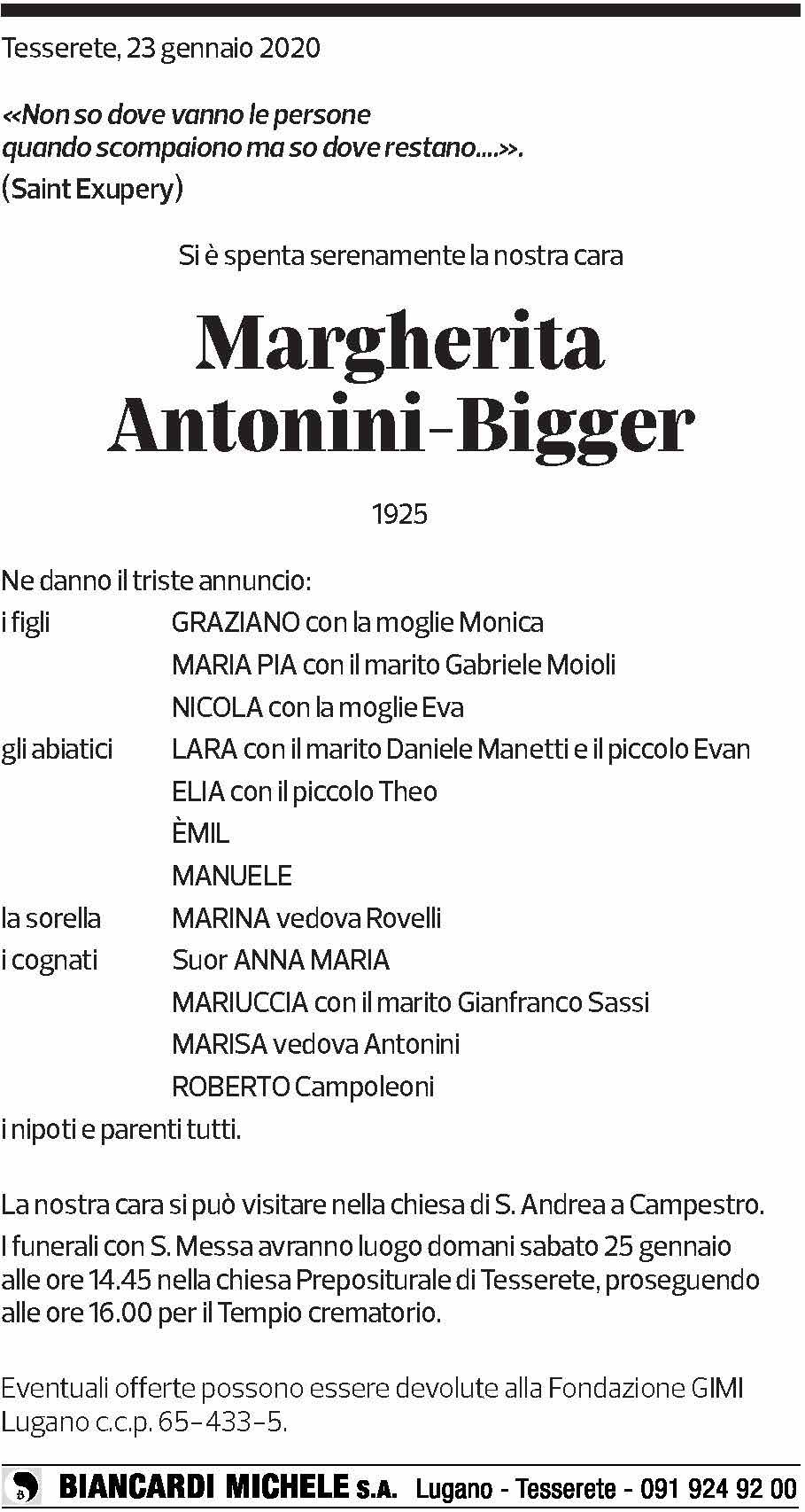 Annuncio funebre Margherita Antonini-bigger
