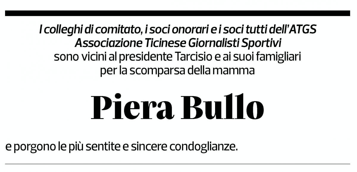 Annuncio funebre Piera Bullo