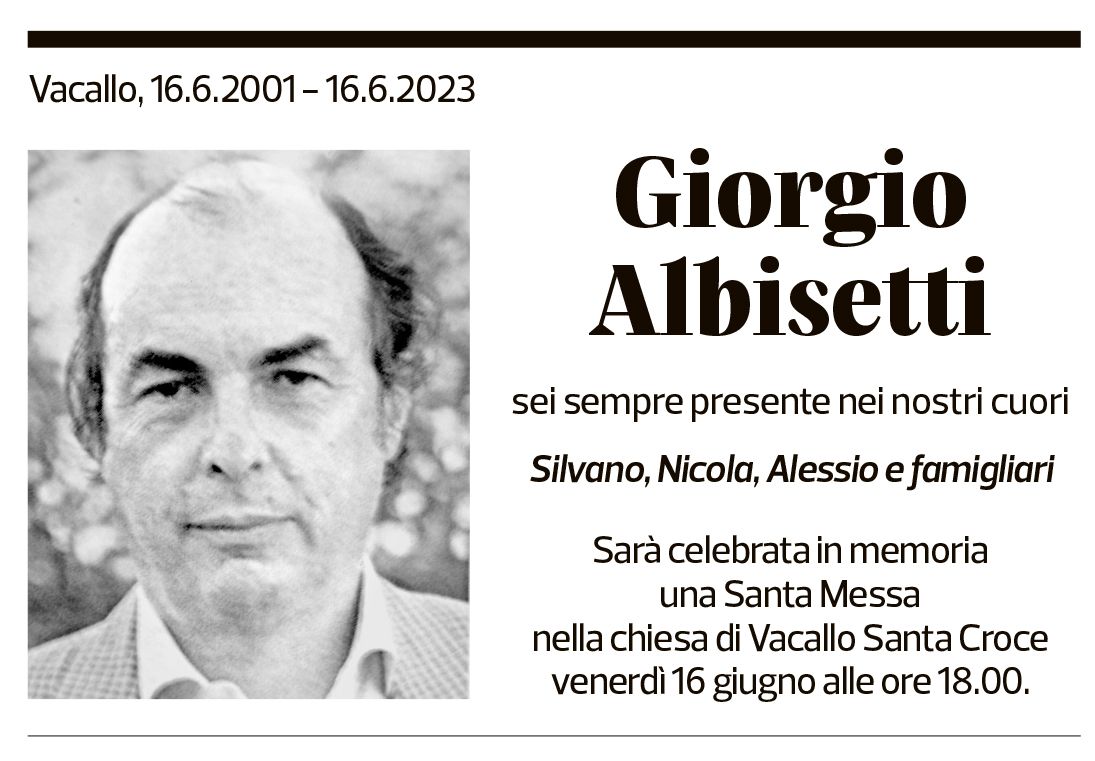 Annuncio funebre Giorgio Albisetti