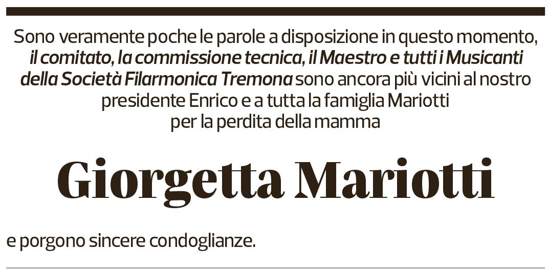 Annuncio funebre Giorgetta Mariotti