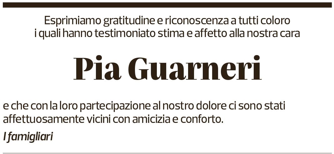 Annuncio funebre Pia Guarneri