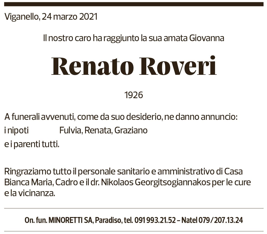 Annuncio funebre Renato Roveri