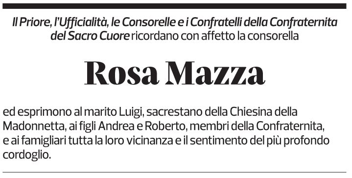 Annuncio funebre Rosa Mazza