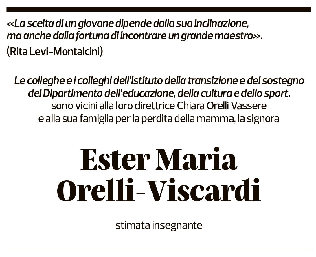 Annuncio funebre Ester Maria Orelli-viscardi