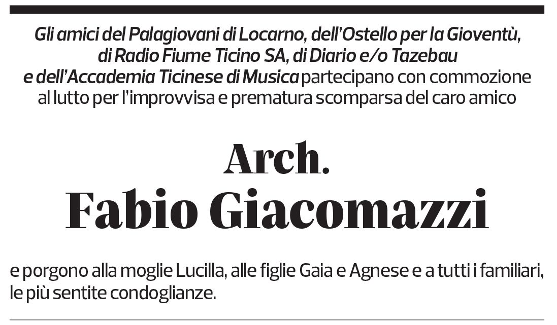 Annuncio funebre Fabio Giacomazzi