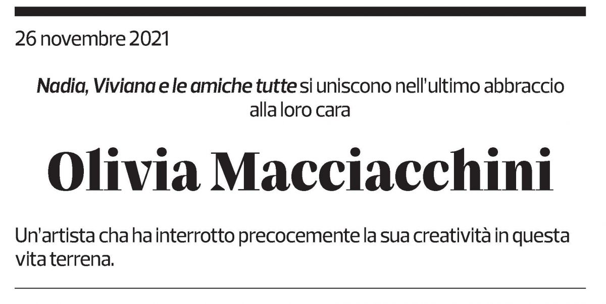 Annuncio funebre Olivia Macciacchini