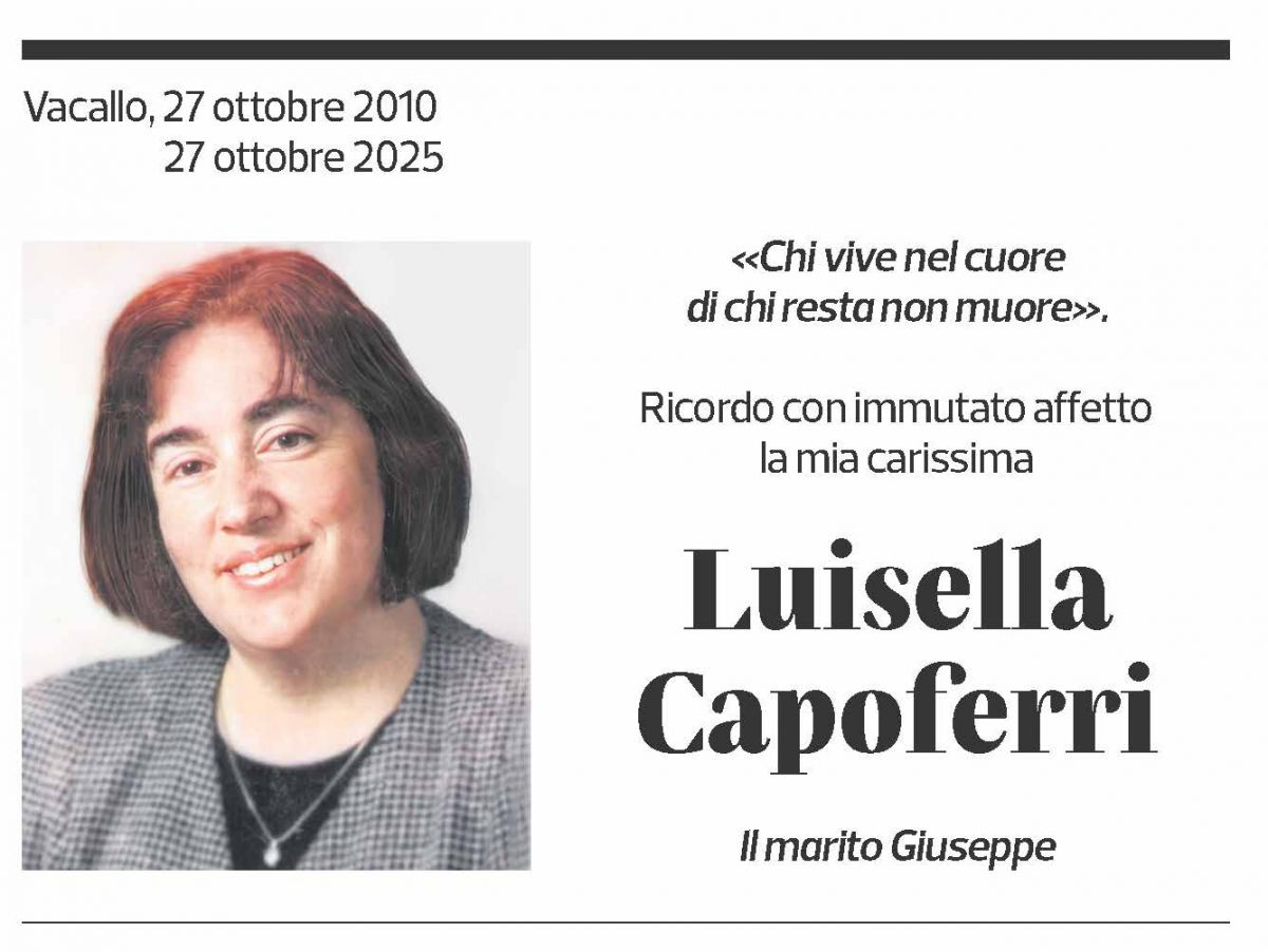 Annuncio funebre Luisella Capoferri