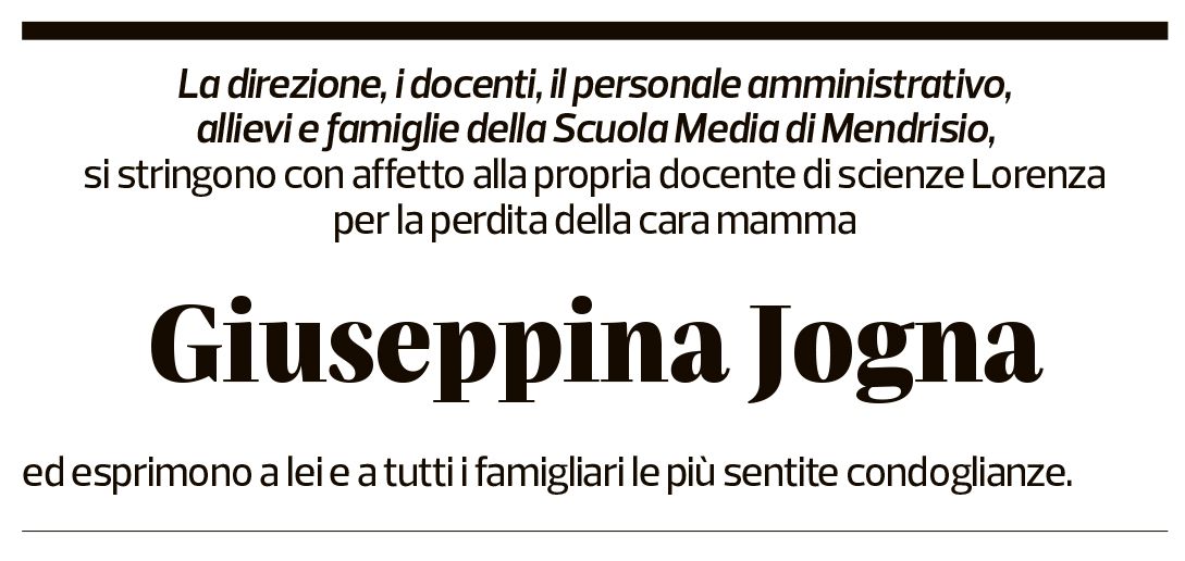 Annuncio funebre Giuseppina Jogna Bettoni