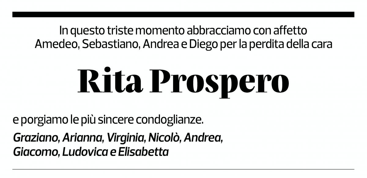 Annuncio funebre Rita Prospero