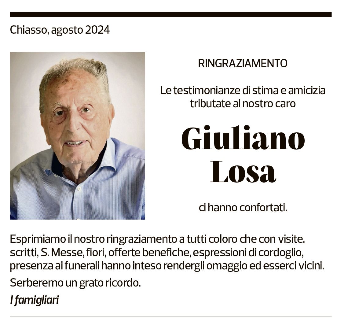 Annuncio funebre Giuliano Losa