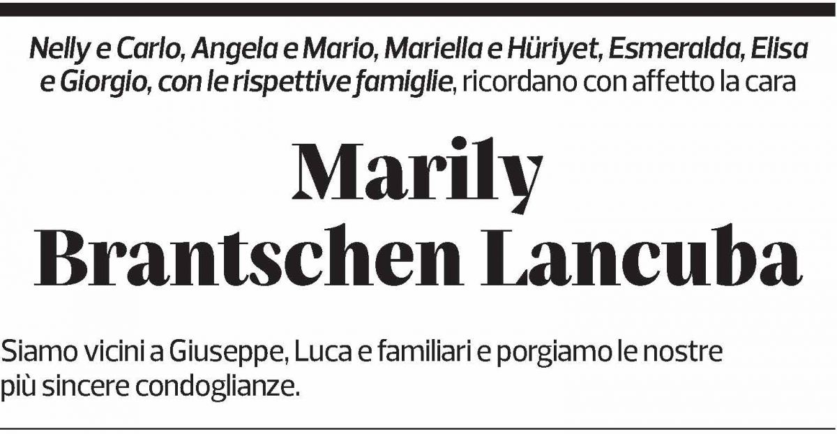 Annuncio funebre Marily Brantschen Lancuba