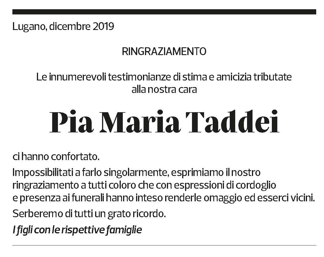 Annuncio funebre Pia Maria Taddei