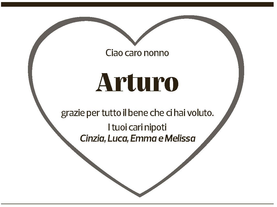 Annuncio funebre Arturo Galli