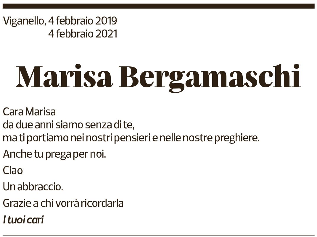 Annuncio funebre Marisa Bergamaschi