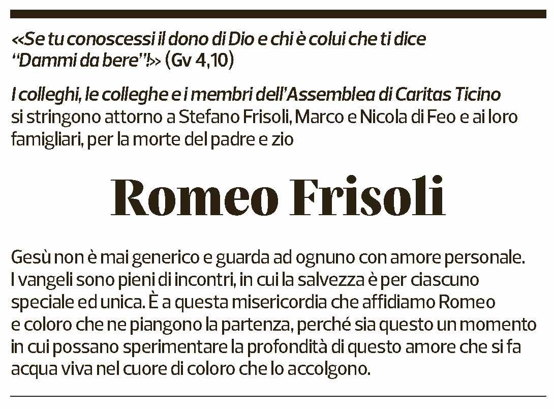 Annuncio funebre Romeo Frisoli