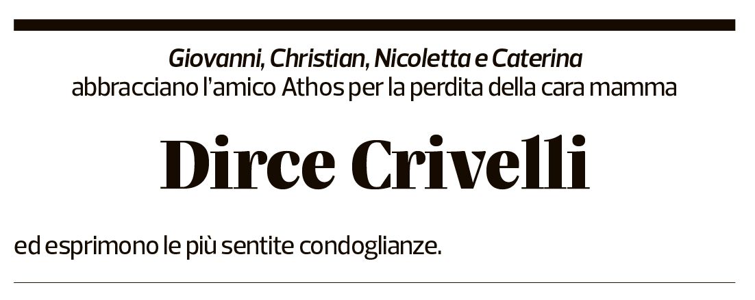 Annuncio funebre Dirce Crivelli