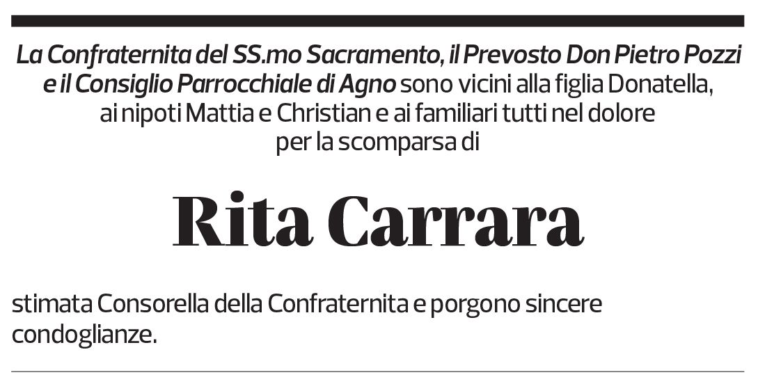 Annuncio funebre Rita Carrara