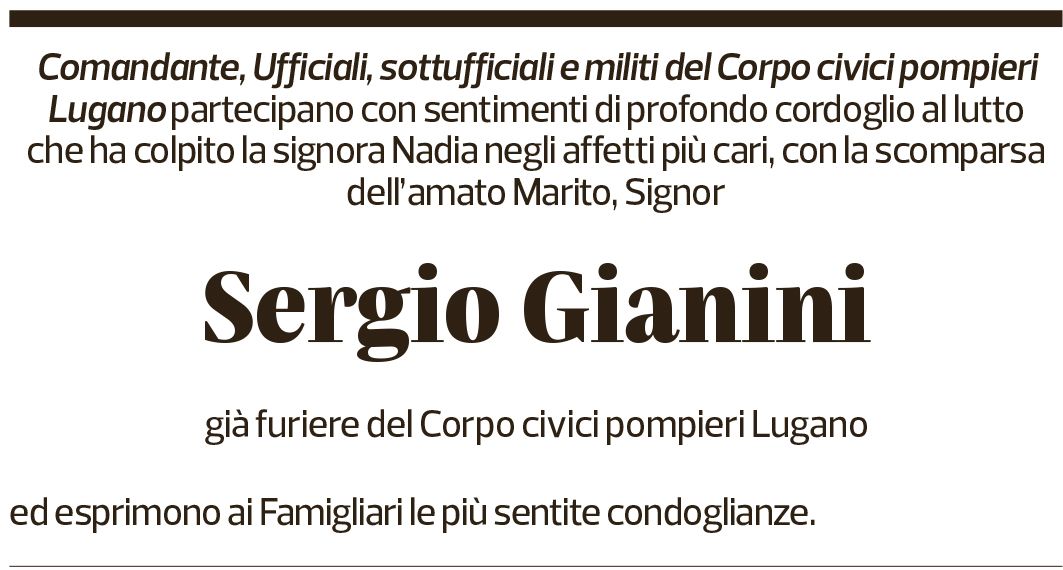 Annuncio funebre Sergio Gianini