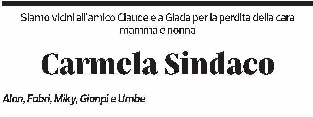 Annuncio funebre Carmela Sindaco