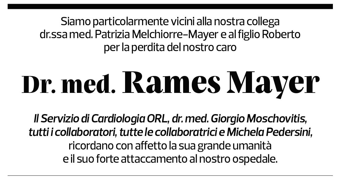 Annuncio funebre Rames Mayer