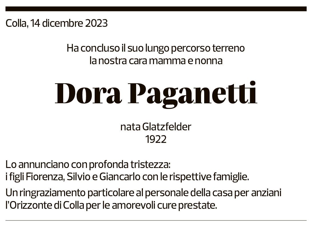 Annuncio funebre Dora Paganetti