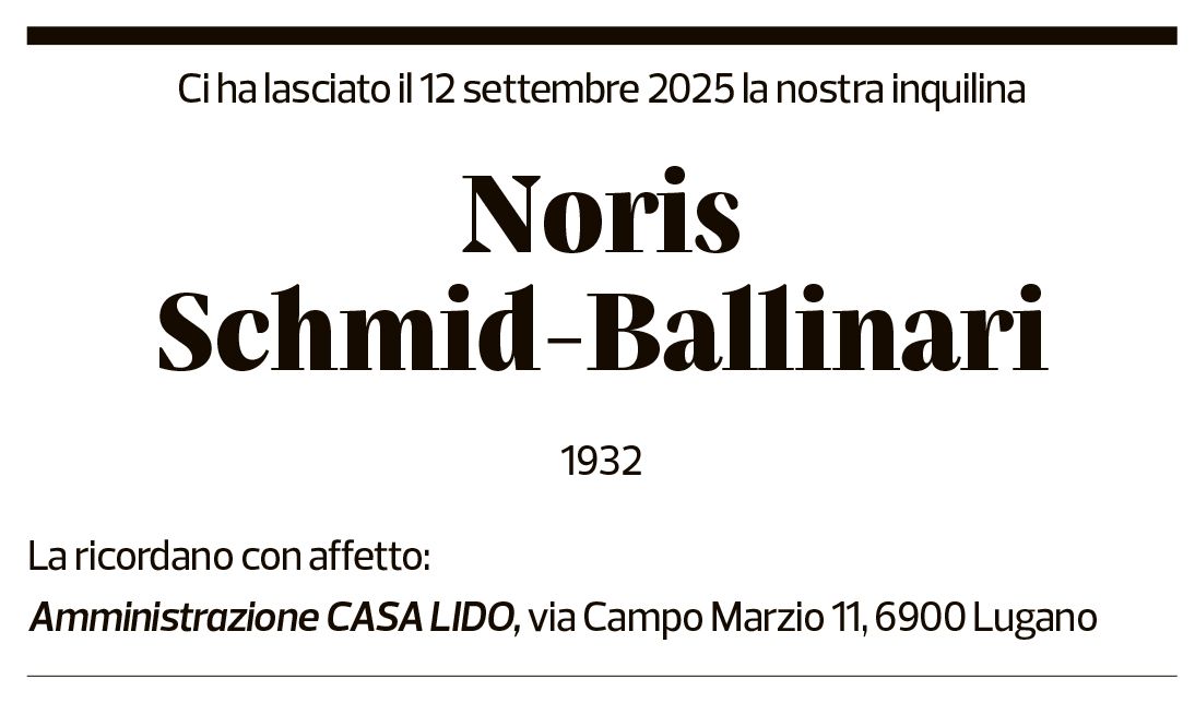 Annuncio funebre Noris Schmid-ballinari
