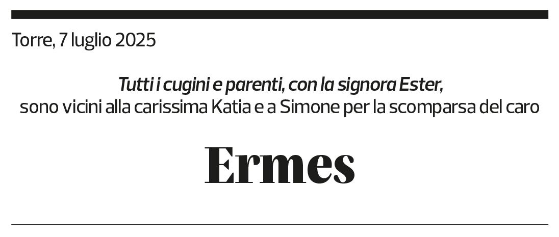 Annuncio funebre Ermes Balmelli