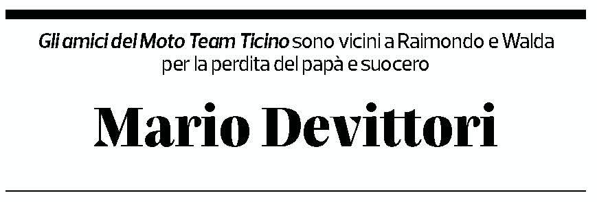 Annuncio funebre Mario Devittori