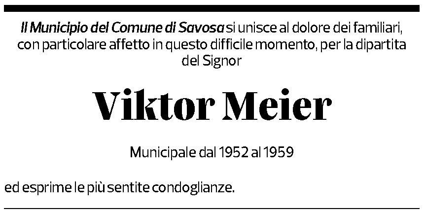Annuncio funebre Viktor Meier