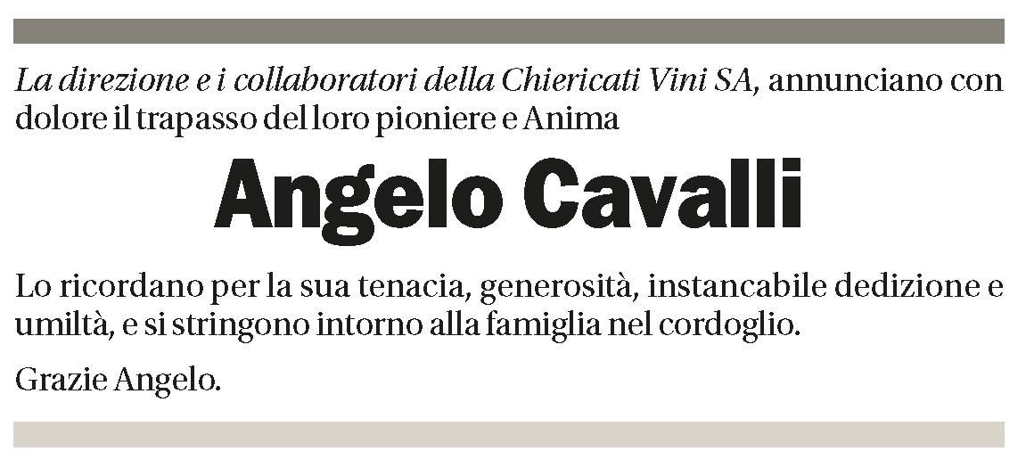 Annuncio funebre Angelo Cavalli