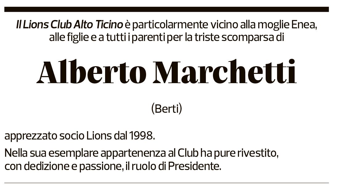 Annuncio funebre Alberto Marchetti