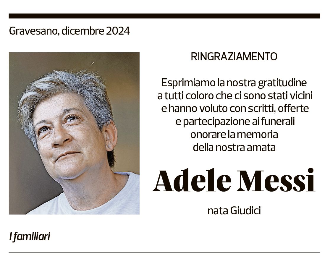 Annuncio funebre Adele Messi