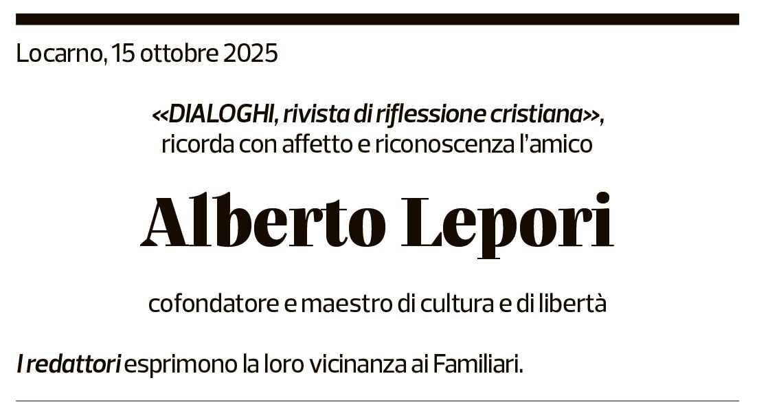 Annuncio funebre Alberto Lepori