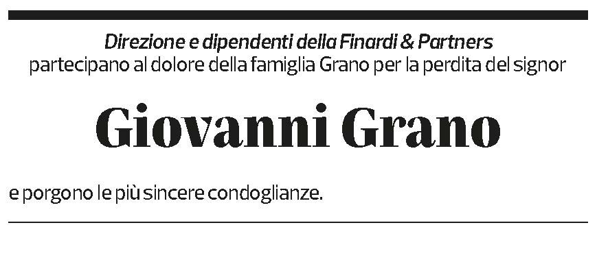 Annuncio funebre Giovanni Grano