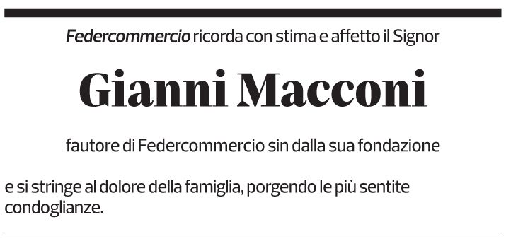 Annuncio funebre Gianni Macconi