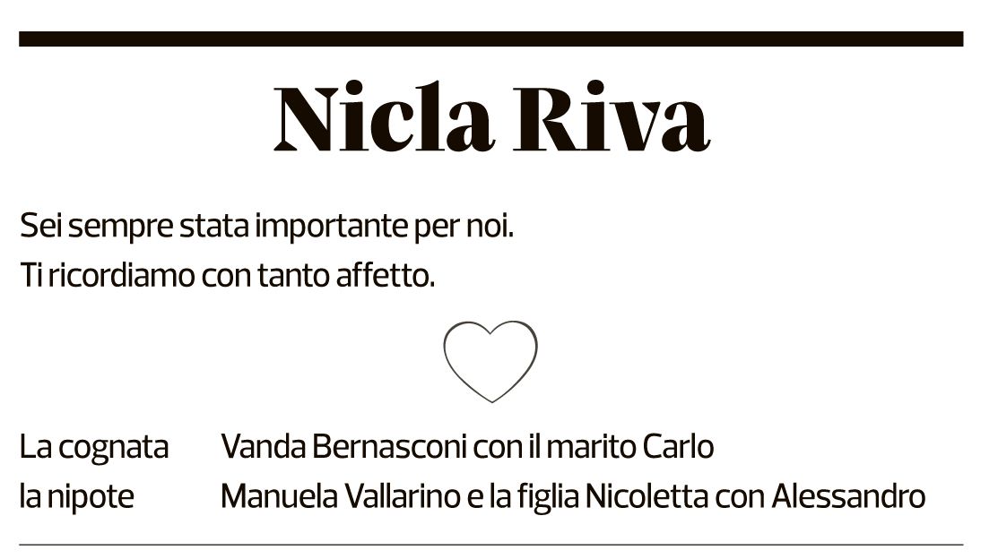 Annuncio funebre Nicla Riva