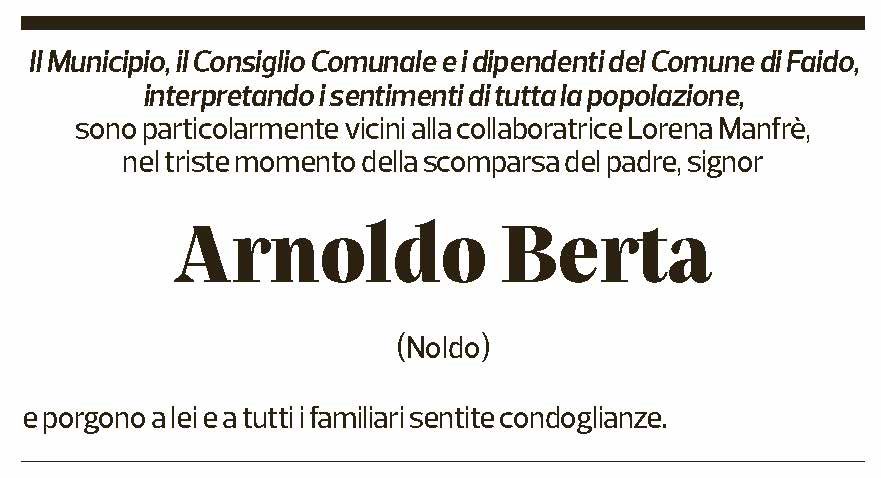 Annuncio funebre Arnoldo Berta