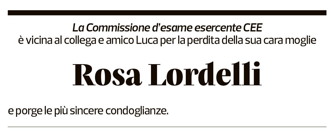 Annuncio funebre Rosa Lordelli