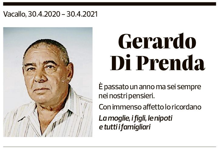 Annuncio funebre Gerardo Di Prenda