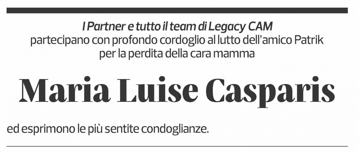 Annuncio funebre Maria Luise Casparis