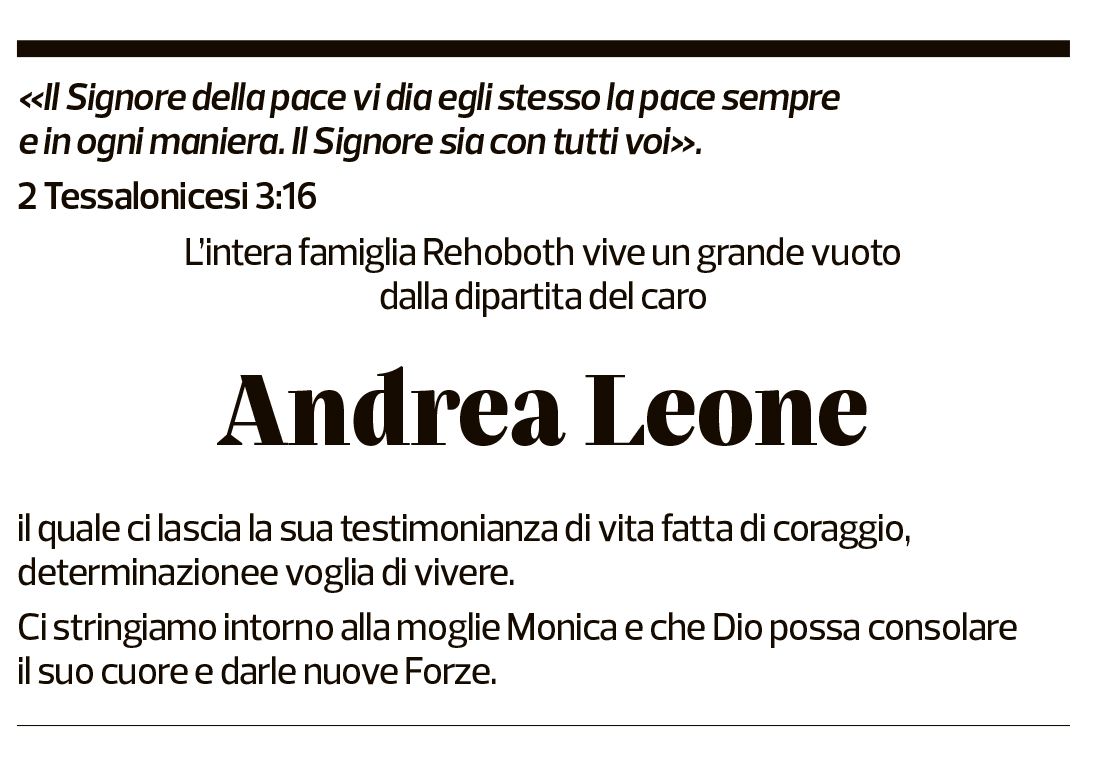 Annuncio funebre Andrea Leone