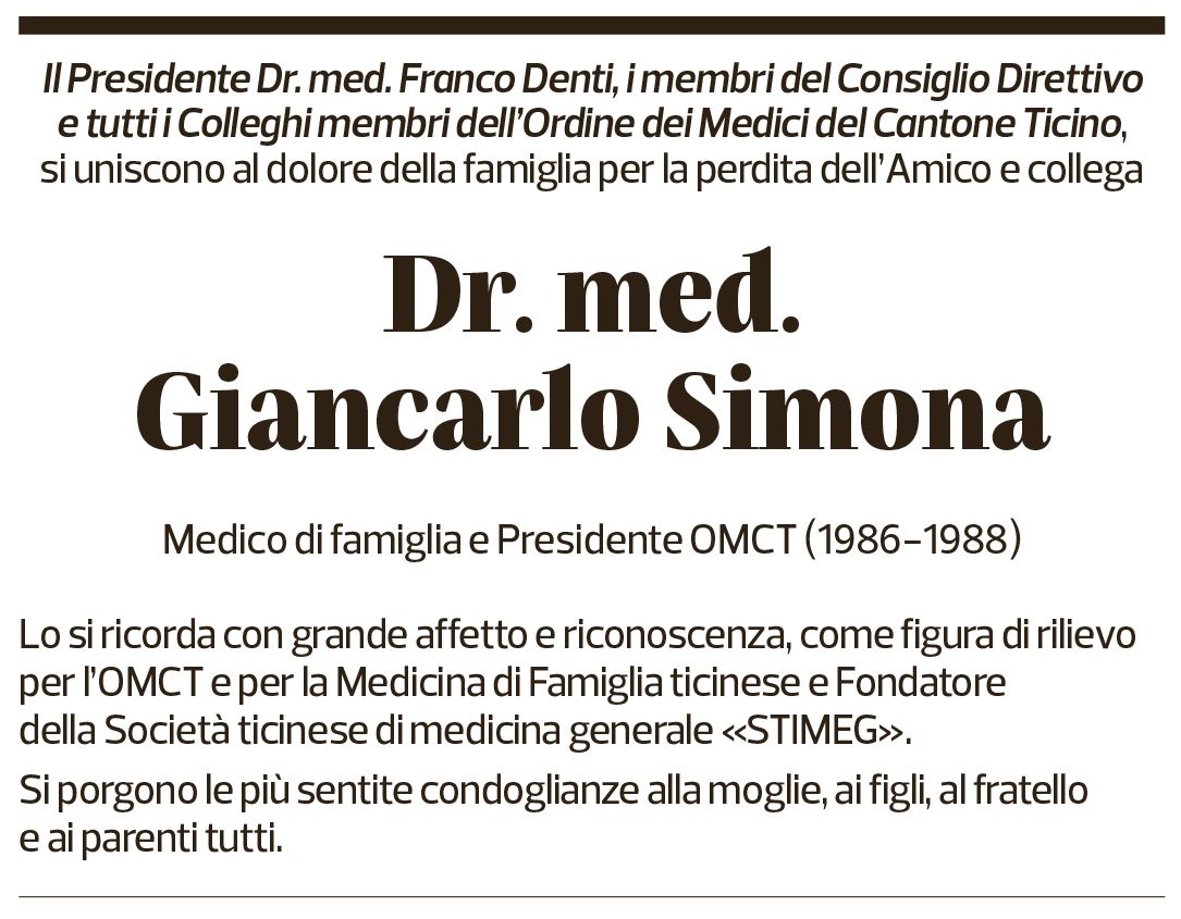 Annuncio funebre Giancarlo Simona