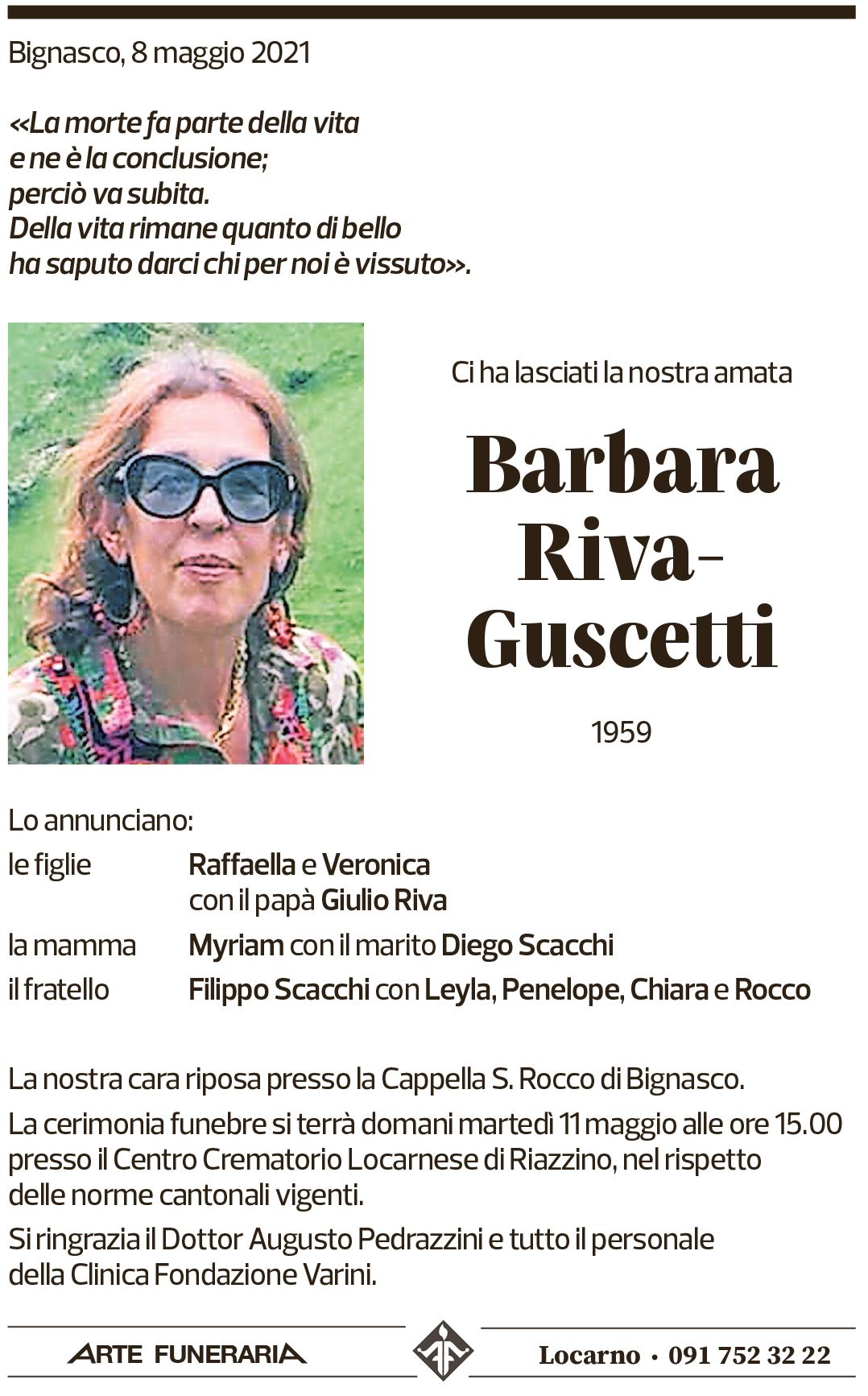 Annuncio funebre Barbara Riva-guscetti