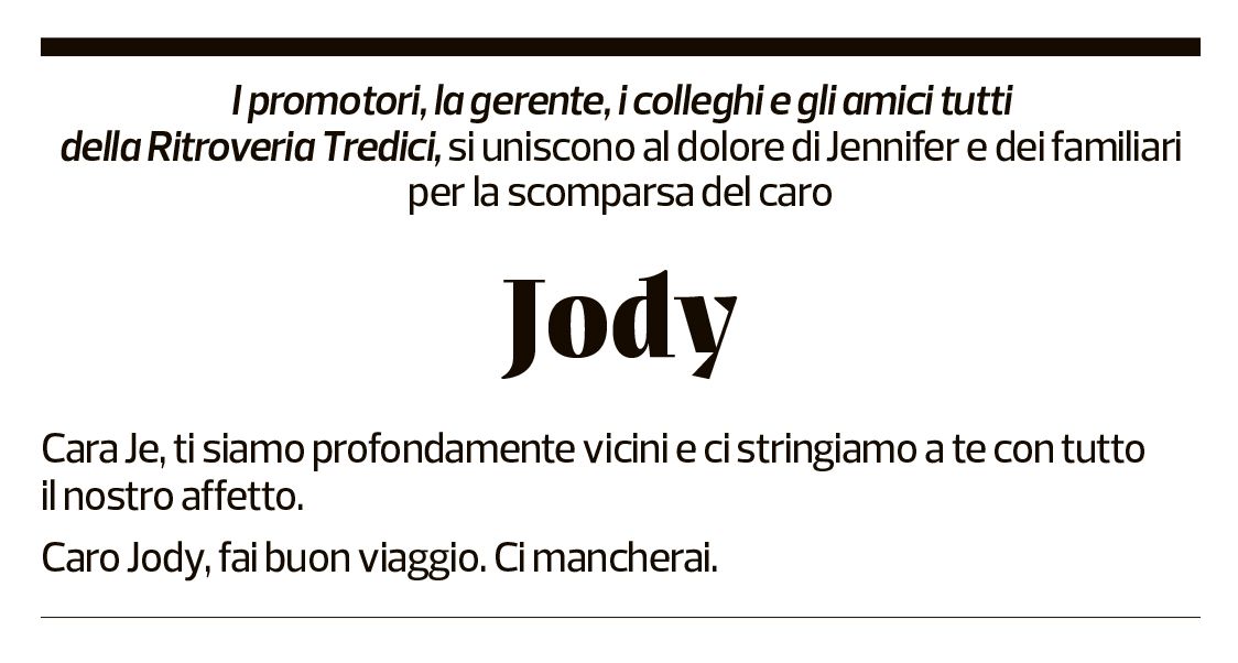 Annuncio funebre Jody Grandi