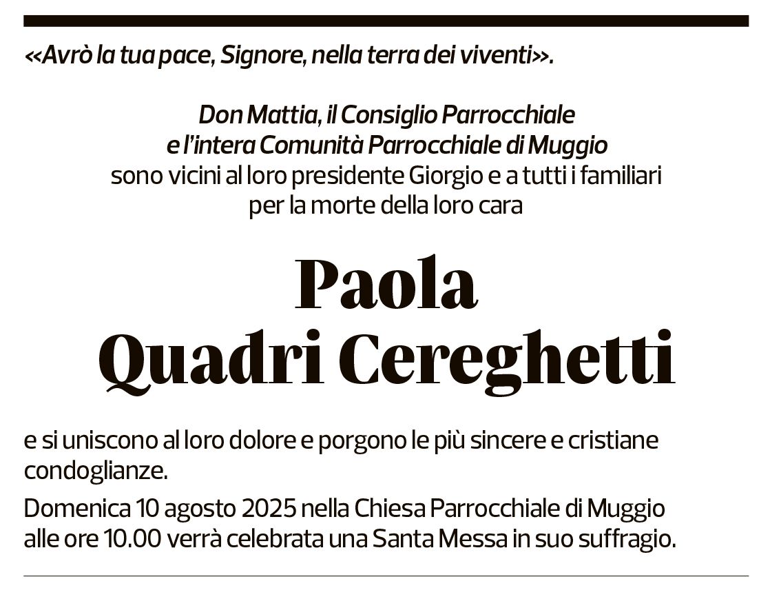 Annuncio funebre Paola Quadri