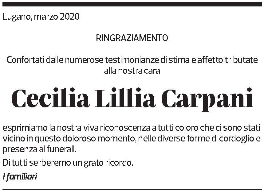 Annuncio funebre Cecilia Lillia Carpani