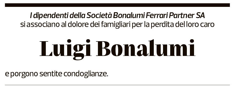 Annuncio funebre Luigi Bonalumi